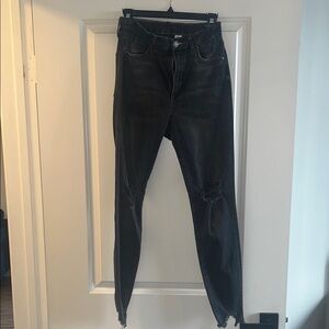 &Denim High Waisted Super Skinny Ankle Length Black Jeans